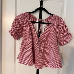 Red Gingham Women's Top